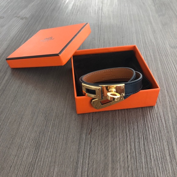 Hermes Jewelry - Hermès Kelly Double Tour black and gold bracelet